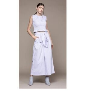 Label Ritu Kumar Womens Medium Blue Pink Smocked Crop Top